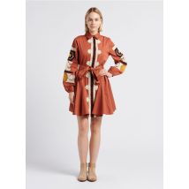 Stella Forest - Korte jurk met klassieke kraag en borduursel - 38 Maat - Rood