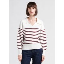 Marie Sixtine - Gestreepte - katoenen trui met klassieke kraag - L Maat - Wit