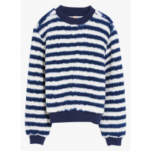 Bellerose - Sweater van gestreepte sherpa met ronde hals - 10A Maat - Blauw
