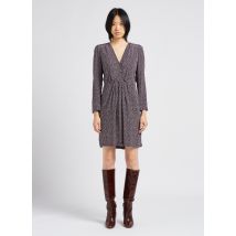 Pablo - Korte jurk met v-hals en bloemenprint - 34 Maat - Zwart