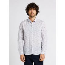 Ikks - Camisa de algodón con cuello clásico y estampado de flores - Talla S - Blanco