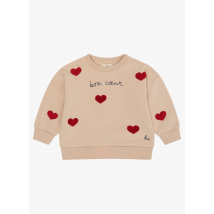 Konges Slojd - Sweater met ronde hals en borduursel biokatoenblend - 12M Maat - Beige