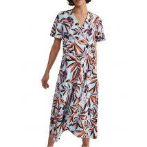 Phase Eight - Halflange - getailleerde jurk met v-hals en print - 8 Maat - Blauw