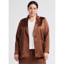 Persona By Marina Rinaldi - Satijnachtig jasje met reverskraag - 23 Maat - Bruin