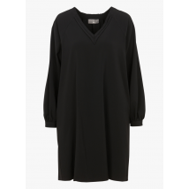 Cotelac - Korte jurk met v-hals en platte plooi - 0 Maat - Zwart