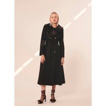 Tara Jarmon - Manteau long col tailleur en laine mélangée - 38 Maat - Zwart