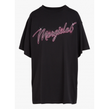Mm6 Maison Margiela - Rundhals-t-shirt aus baumwolle mit siebdruck - Größe XS - Schwarz