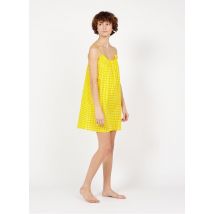 Germaine Des Pres - Katoenen babydoll met vichyprint - L Maat - Geel