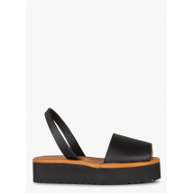 Minorquines - Platte - leren sandalen - 38 Maat - Zwart