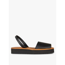 Minorquines - Sandales plates en cuir - Taille 38 - Noir