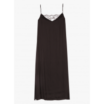 Maje - Lange - satijnachtige jurk met v-hals - 36 Maat - Zwart