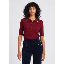 Scotch And Soda - Top col polo tricot ajouré - Taille XS - Rouge