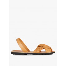 Minorquines - Sandales à brides froncées en cuir lisse - Taille 41 - Marron