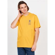 Edwin - Katoenen t-shirt met ronde hals en print - S Maat - Geel