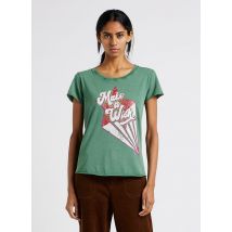 Leon & Harper - T-shirt van biokatoen met ronde hals en zeefdruk - L Maat - Groen