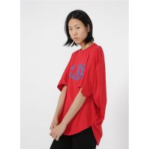 Mm6 Maison Margiela - Camiseta oversize con cuello redondo forma circular - Talla L - Rojo