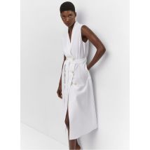 Mango - Vestido midi con cuello de pico - Talla 2XL - Blanco