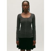 Claudie Pierlot - Trui met vierkante hals en glansdraad - 2 Maat - Zilver