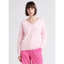 Marie Sixtine - Trui van angorawolmix met v-hals - M Maat - Roze