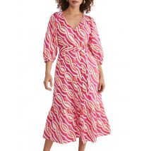 Phase Eight - Halflange - ruimvallende katoenen jurk met v-hals - 14 Maat - Roze