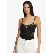 Morgan - Body Col V en dentelle et plumetis - Taille XL - Noir