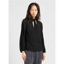 One Step - Fließende plissierte bluse mit v-ausschnitt - Größe 40 - Schwarz