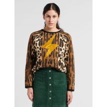 Leon & Harper - Rundhals-sweatshirt aus baumwoll-mix mit leoparden-print - Größe M - Beige