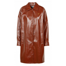 La Petite Francaise - Jas van gelakt leer met klassieke kraag - 40 Maat - Bruin