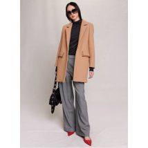 Maje - Manteau droit col tailleur en laine mélangée - Taille 42 - Marron