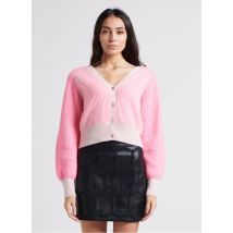 Crush - Cárdigan corto de cachemira a rayas con cuello de pico - Talla 0 - Rosa