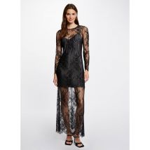 Morgan - Vestido largo con cuello redondo de encaje - Talla 38 - Negro