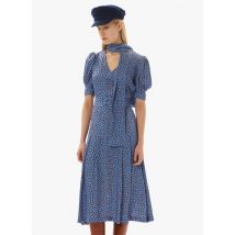 Tara Jarmon - Nauwsluitende jurk met v-hals en stippenmotief - 36 Maat - Blauw