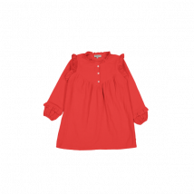 Petite Lucette - Robe courte col rond en gaze de coton bio - Taille 6A - Rouge