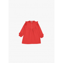 Petite Lucette - Robe courte col rond en gaze de coton bio - Taille 10A - Rouge