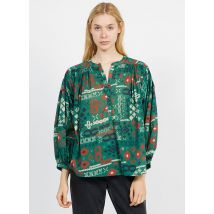 V De Vinster - Katoenen blouse met v-hals en print - M Maat - Groen