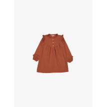 Petite Lucette - Robe courte col rond en gaze de coton bio - Taille 6A - Orange
