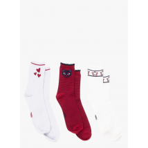 Ikks Junior - Lote de 3 pares de calcetines bordados de mezcla de algodón - Talla 31/34 - Blanco