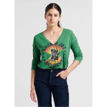 Leon & Harper - Recht t-shirt van biokatoen met v-hals - M Maat - Groen