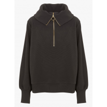 Varley - Sweater met ritsje aan de hals katoenblend - S Maat - Zwart