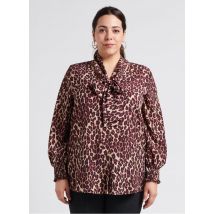 Persona By Marina Rinaldi - Ruimvallende blouse met v-hals en luipaardprint - 27 Maat - Bruin