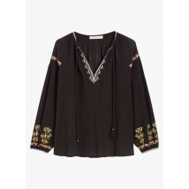 Vanessa Bruno - Rechte blouse met ronde hals in crêpekatoen - 34 Maat - Zwart