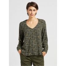 One Step - Gerade geschnittenes top mit v-ausschnitt und print - Größe 44 - Khaki