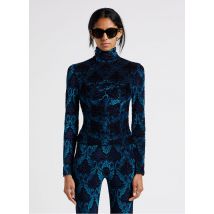 Sonia Rykiel - Strakke top met opstaande kraag en textuur - 38 Maat - Blauw