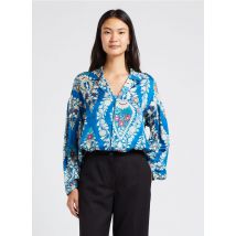 Momoni - Ruimvallend overhemd met reverskraag - 40 Maat - Blauw