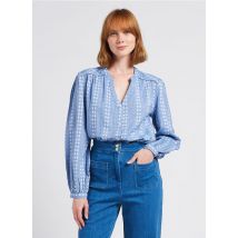 La Petite Etoile - Camisa de algodón jacquard con cuello tunecino - Talla 2 - Azul