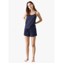 Le Slip Francais - Top lencero de canalé de algodón - Talla 38 - Azul
