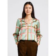 Momoni - Ruimvallende zijden blouse met v-hals - 42 Maat - Groen