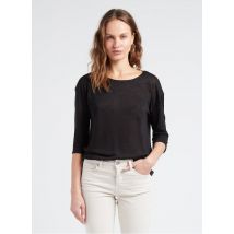 Sud Express - Leinen-t-shirt mit v-ausschnitt und 3/4-ärmeln - Größe L - Schwarz