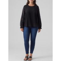 Vero Moda Curve - Rechte top met ronde hals en kant - 46 Maat - Zwart