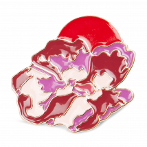 One Step - Broche met bloemvorm - Een Maat - Rood